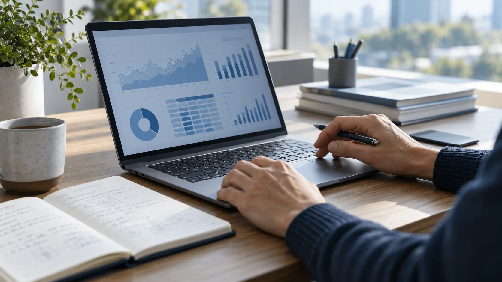 Illustrative analytics workspace shown as a sample visual for an AI review flow